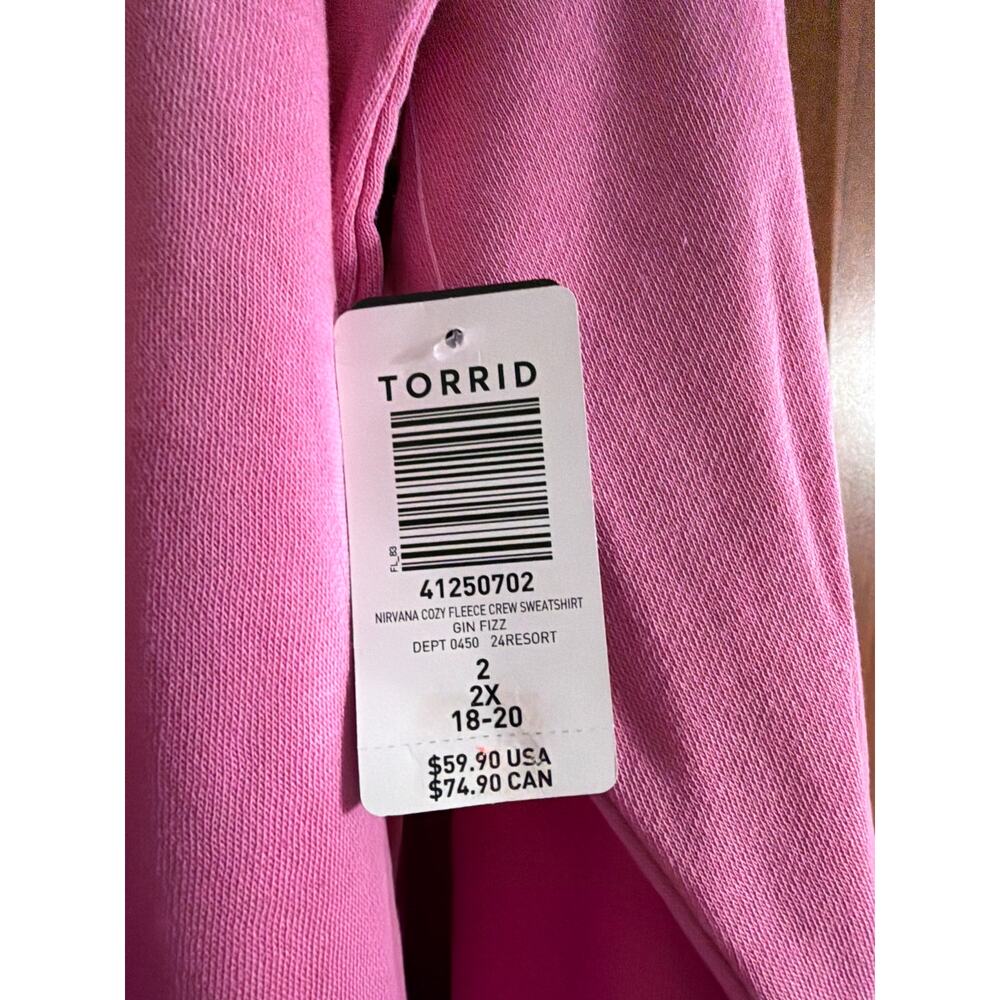 Torrid Women's Plus Size Pink Ombre Nirvana Fleece Crew Sweatshirt Size 2 2X New - Picture 4 of 7